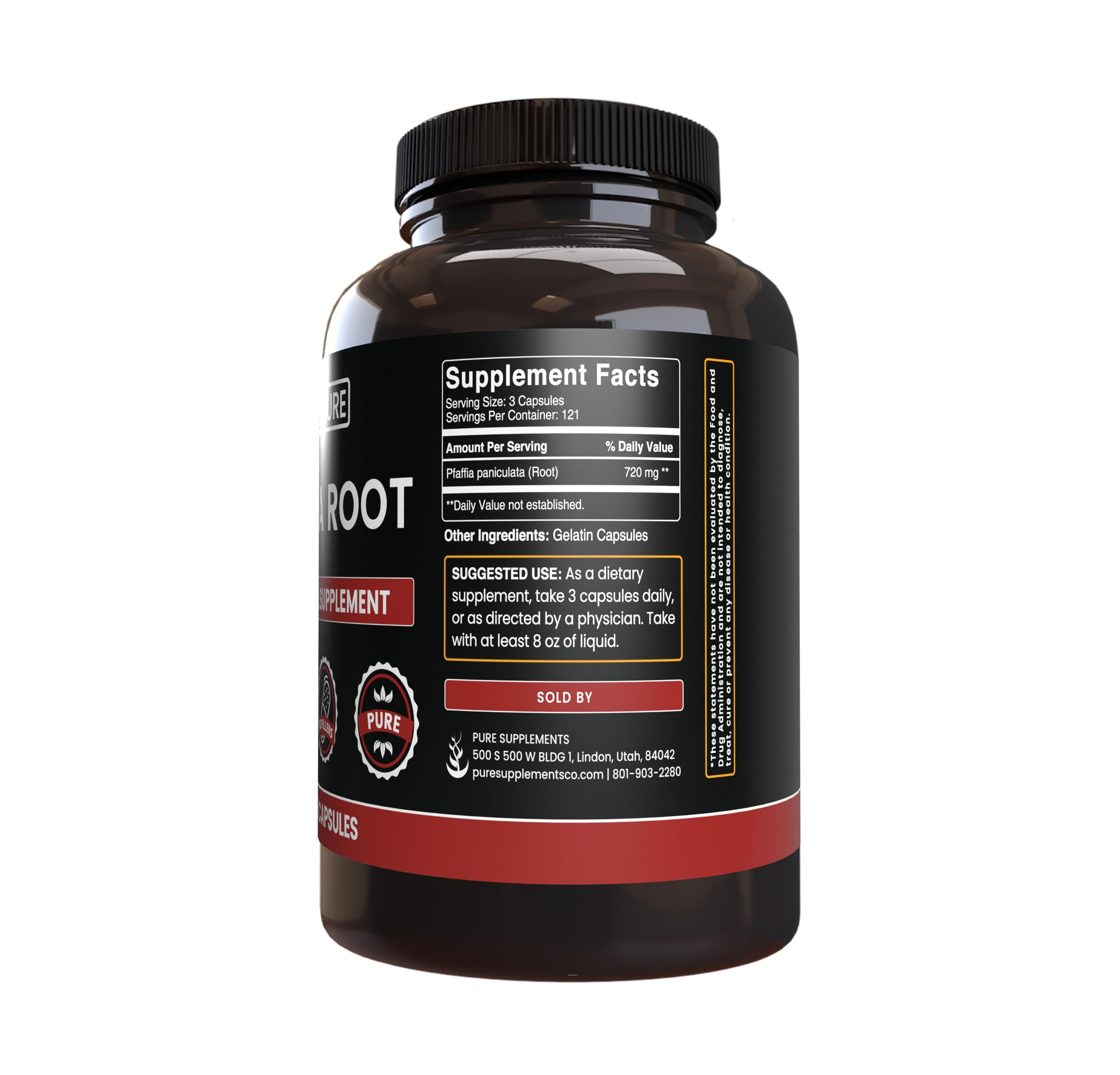PURE ORIGINAL INGREDIENTS Suma Root – Étiquette sans additifs clairement affichée