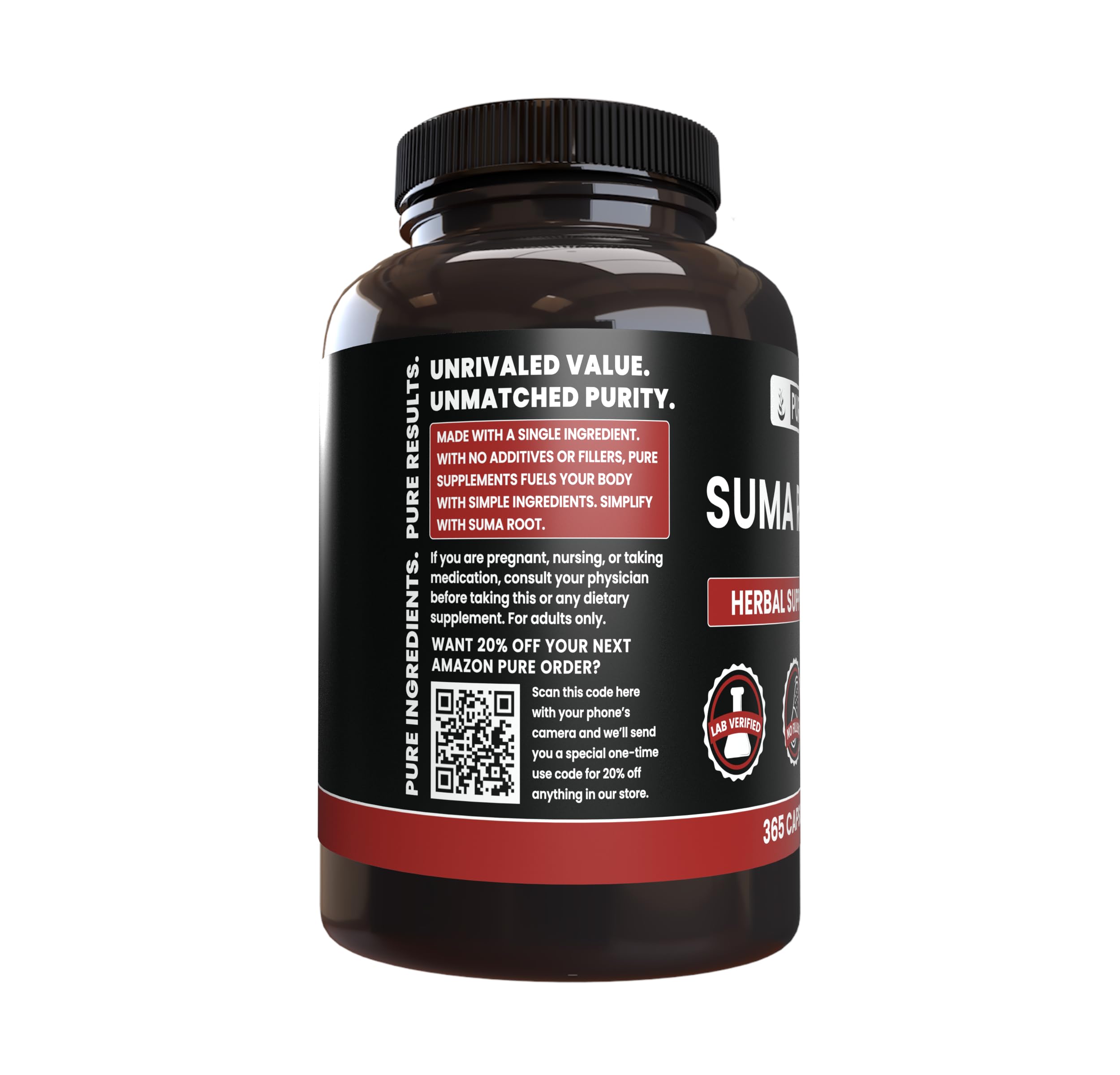 PURE ORIGINAL INGREDIENTS Suma Root – Gélules visibles pour dosage facile au quotidien
