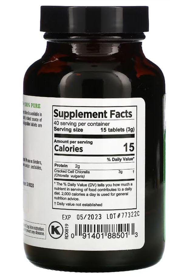 Pure Planet Chlorelle comprimés 250 mg, faciles à prendre au quotidien.