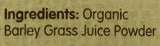 Tableau nutritionnel Pure Planet Just Barley mettant en évidence minéraux et enzymes.