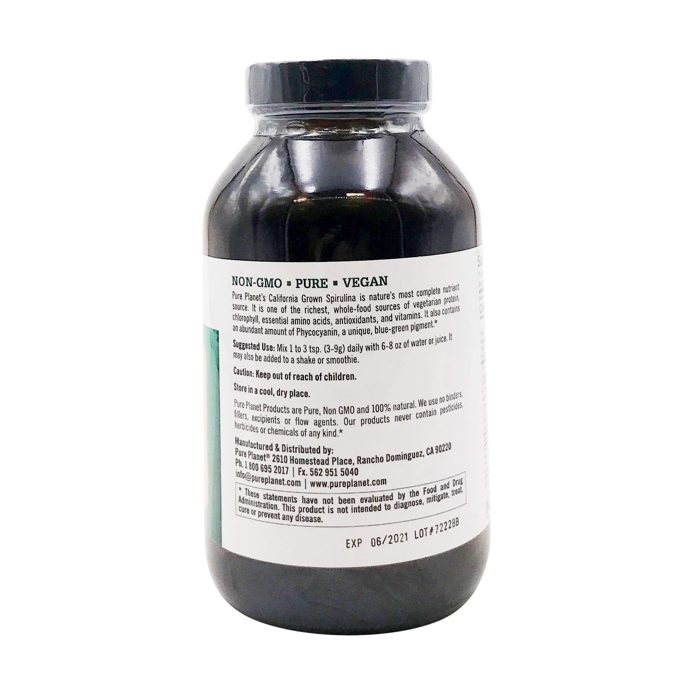Pure Planet Spiruline Poudre: doseur et cuillère facilitent l ajout quotidien dans les boissons