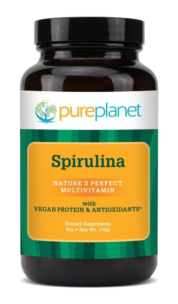 Pure Planet Spiruline en poudre — emballage compact 113 g, riche en protéines végétales pour smoothies quotidiens.