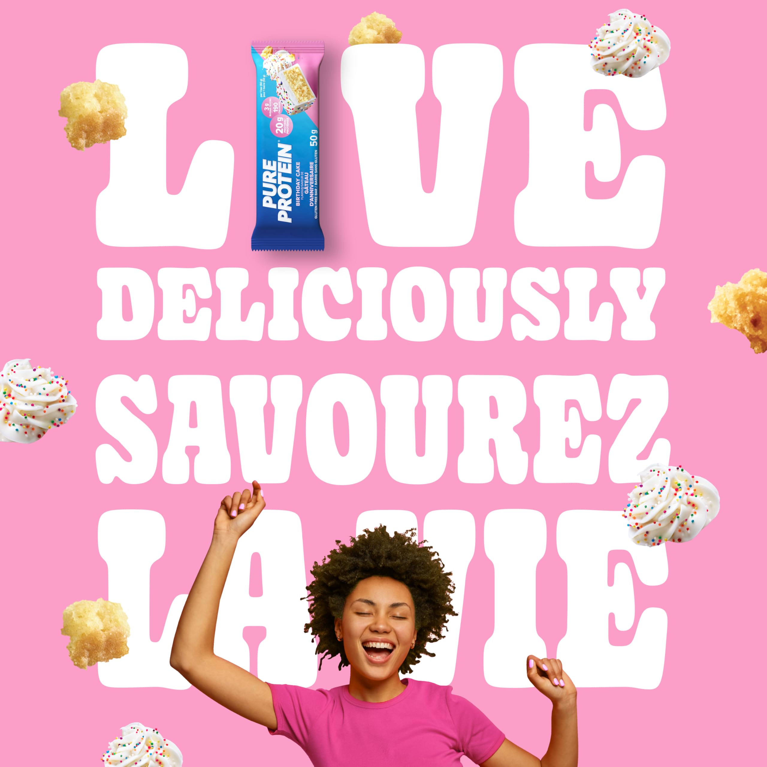 Pure Protein sans gluten badge securite alimentaire pour choix sain.