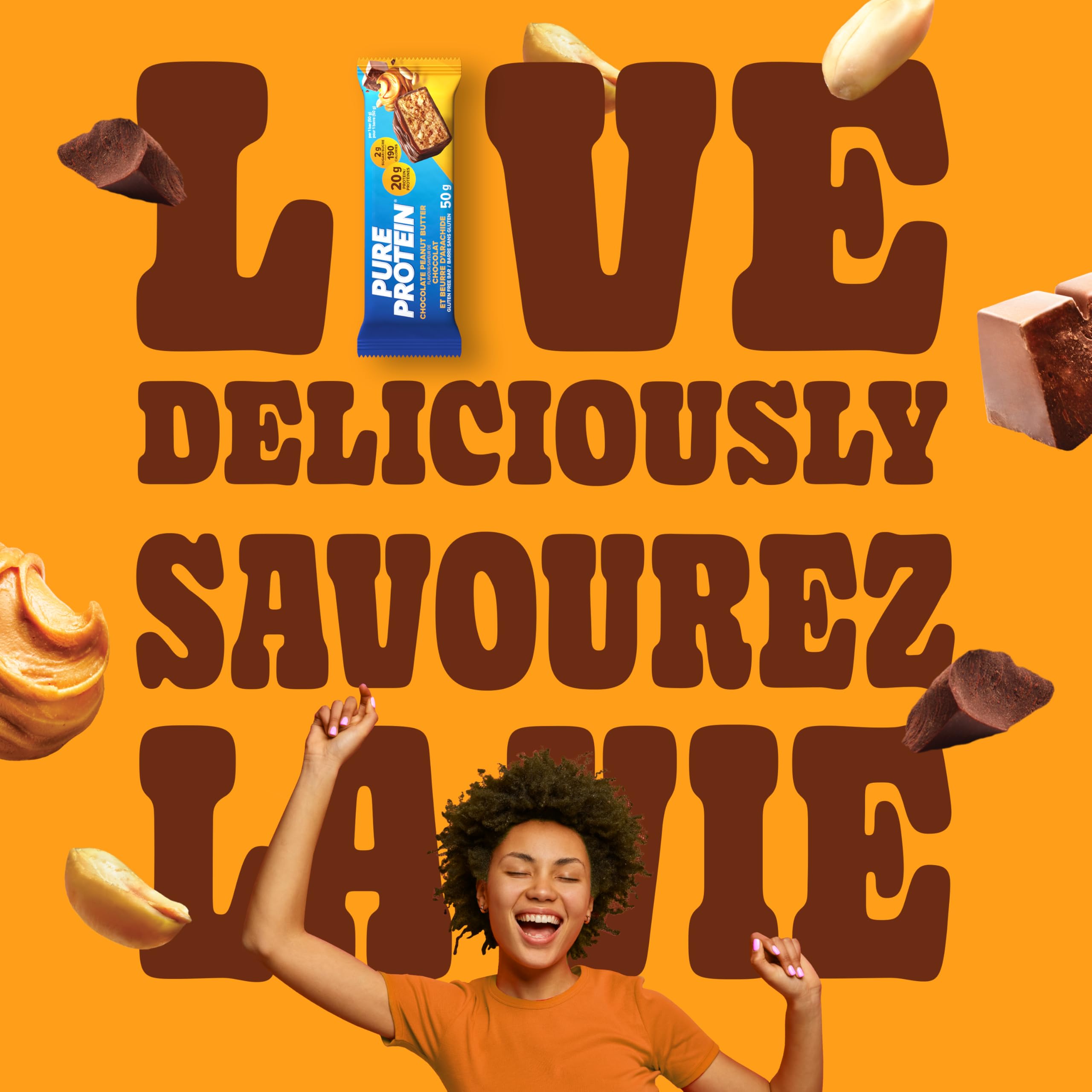 Boîte de 6 barres Pure Protein chocolat beurre cacahuète, snack à emporter
