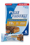 Barres Pure Protein chocolat sel caramel, lot de 4, snack pratique pour les déplacements.