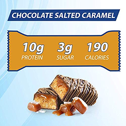 Texture cremeuse des barres Pure Protein chocolat sel caramel, douceur agréable.
