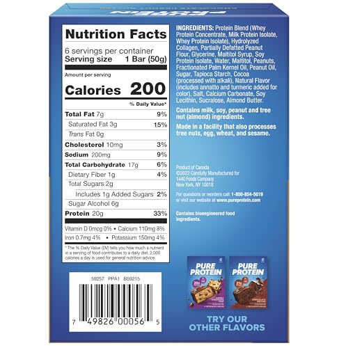 Pure Protein emballage lot6, présentation attrayante et facile à emporter.