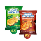 Pure Protein Popped Crisps boîte 12 sachets Hickory Barbecue croquant et protéiné.
