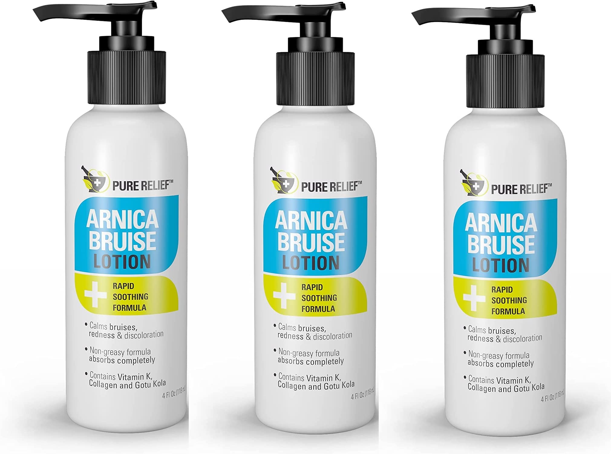 Pure Relief Arnica – Bouteille de creme, application ciblée pour ecchymoses et gonflements.