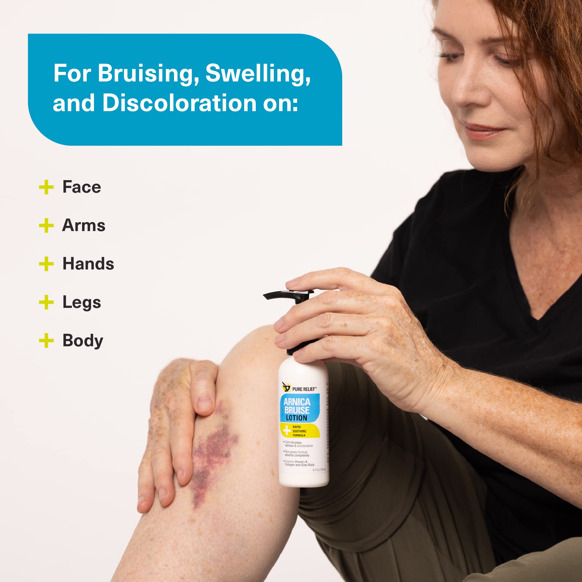 Pure Relief Arnica Lotion sur étiquette détaillant les ingrédients naturels