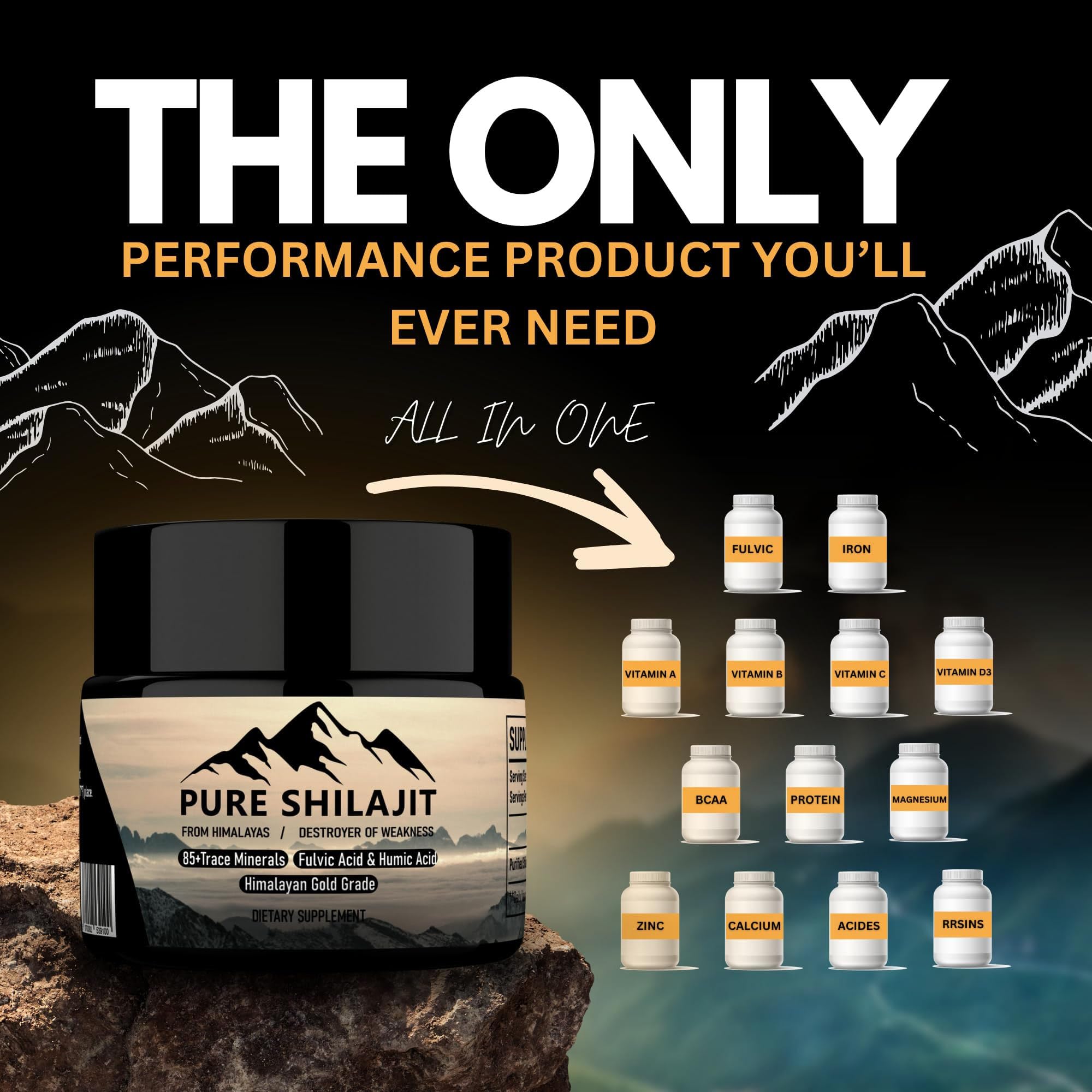 Verre-dose Pure Shilajit, concentration élevée et facile à mélanger.