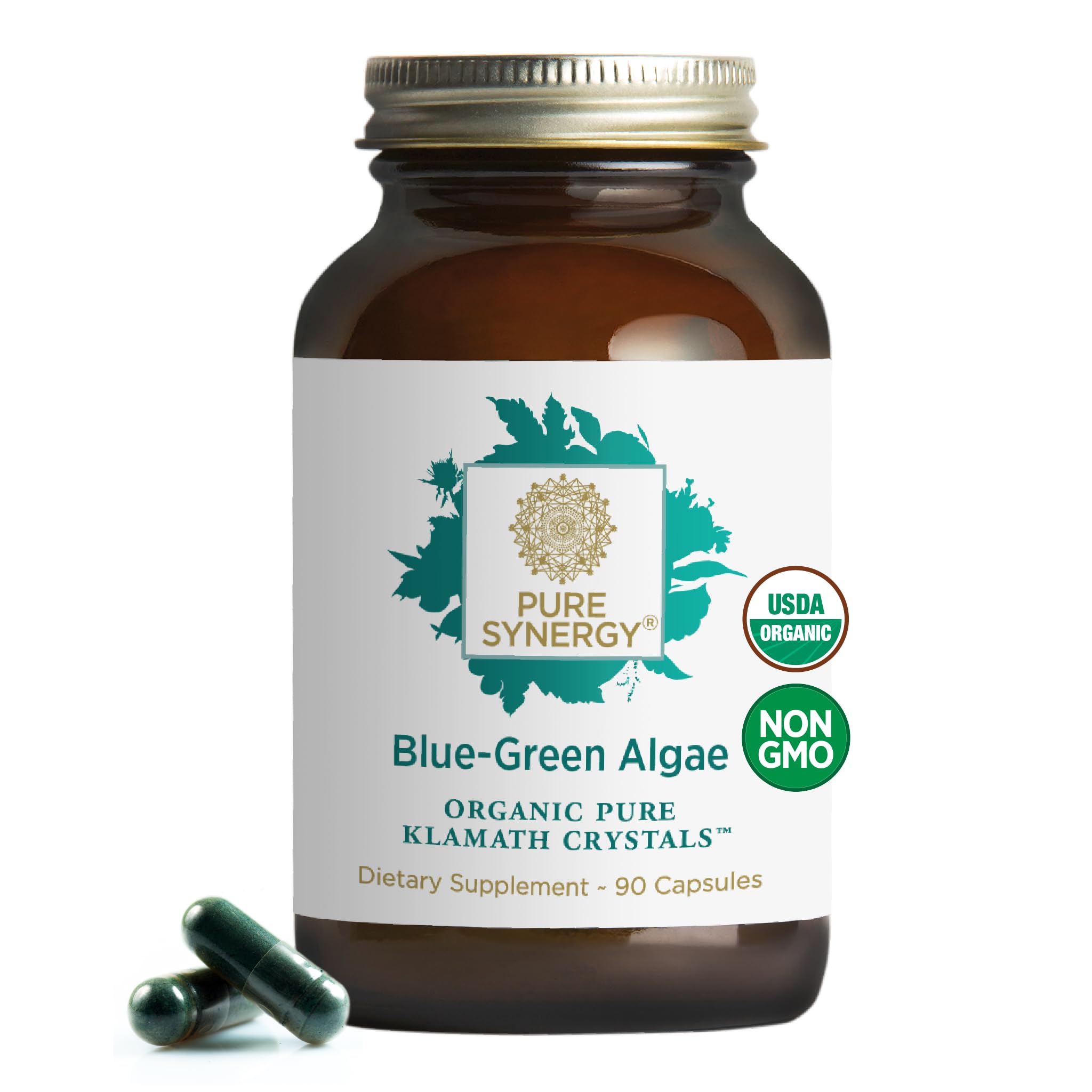 PURE SYNERGY: Bouteille de capules algue bleu-verte, soutien potentiel à l énergie
