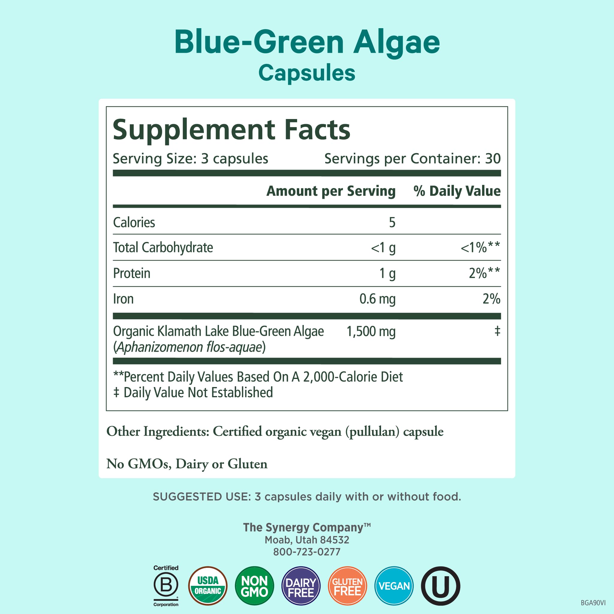 PURE SYNERGY: Capsule d algue bleu-verte prête à l emploi pour clarté mentale