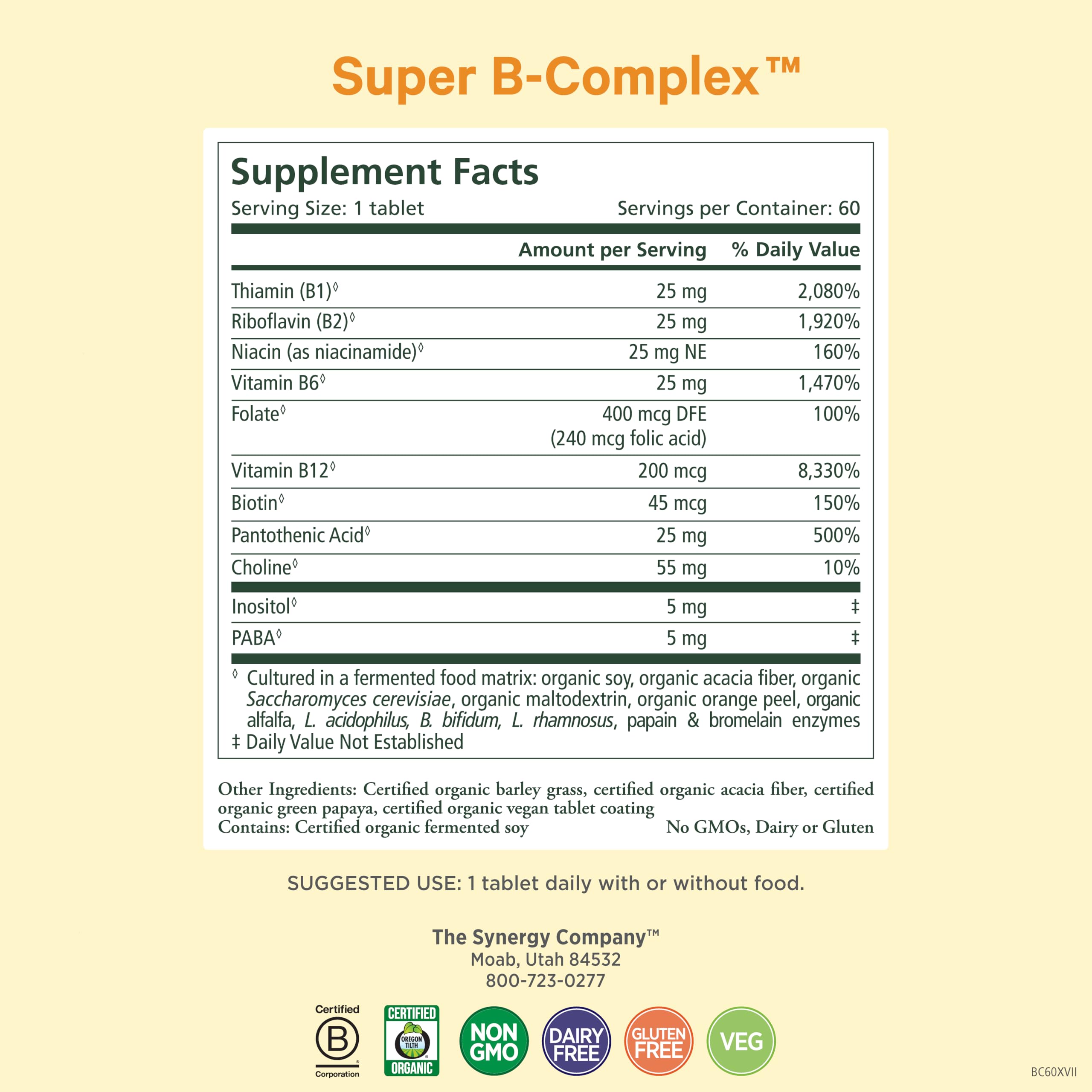 Pure Synergy Complexe B prise matinale concentration