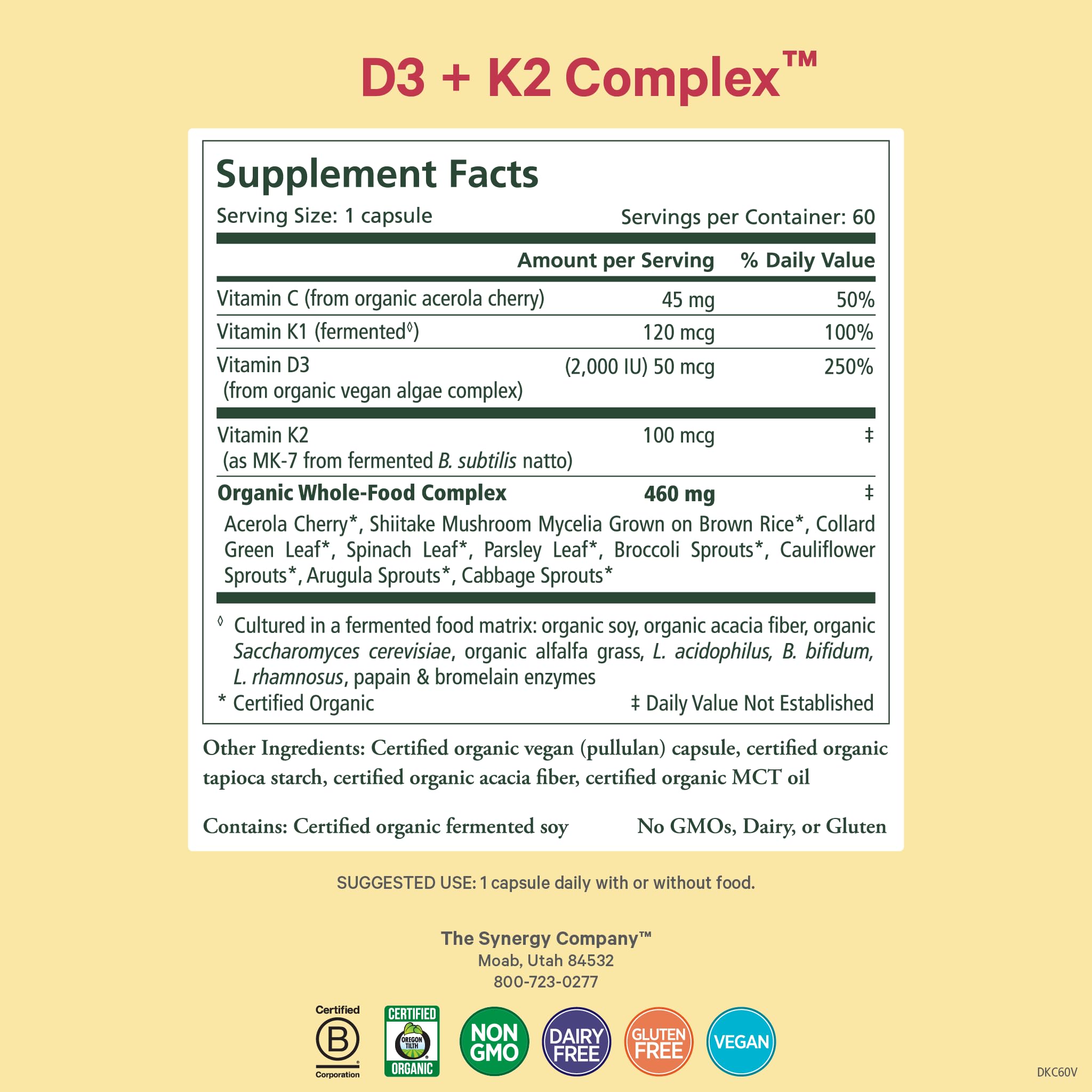 Pure Synergy D3 K2 Complex – capsules vegan, absorption optimisée.