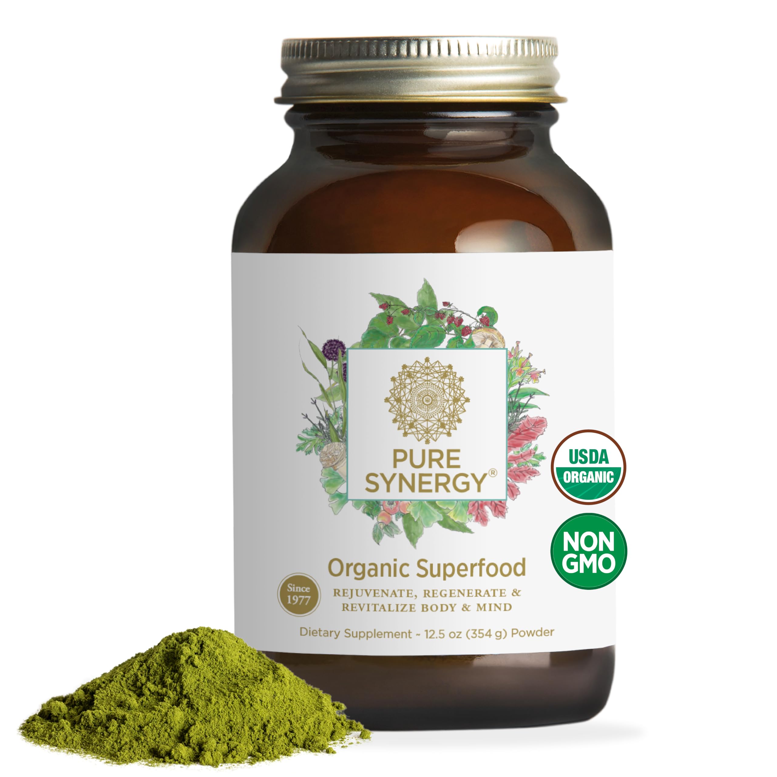 PURE SYNERGY: poudre super-aliments bio pour énergie naturelle et vitalité au quotidien.