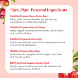 Pure Synergy Pure Radiance C — doses recommandées clairement indiquées sur l'emballage.