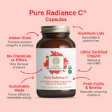 Pure Synergy Pure Radiance C — étiquette biologique affichant les ingrédients certifiés.