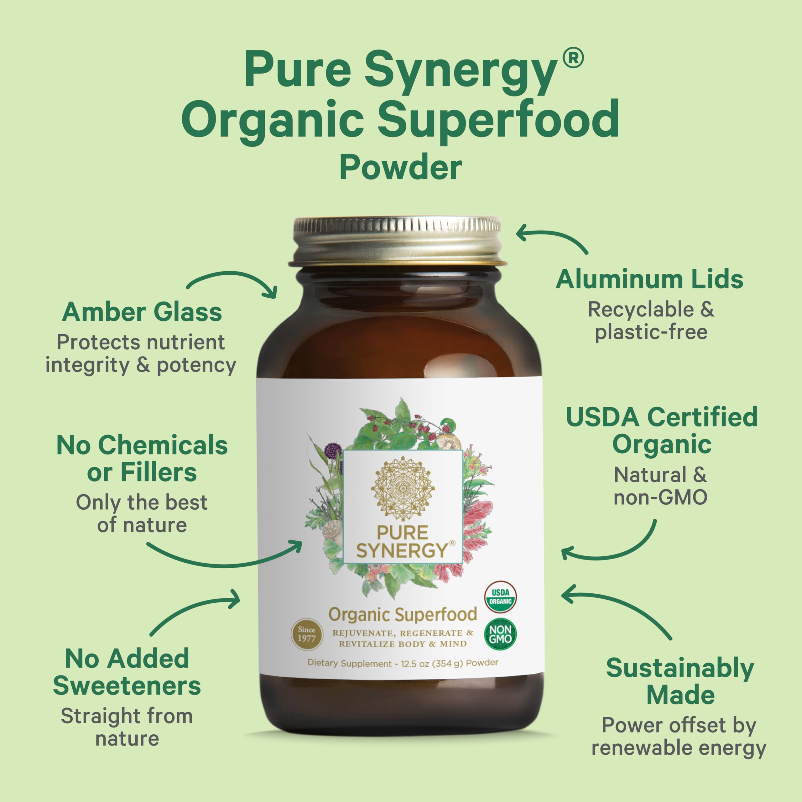 PURE SYNERGY: scoop-de-poudre, prise rapide de nutriments essentiels pour un coup de boost.