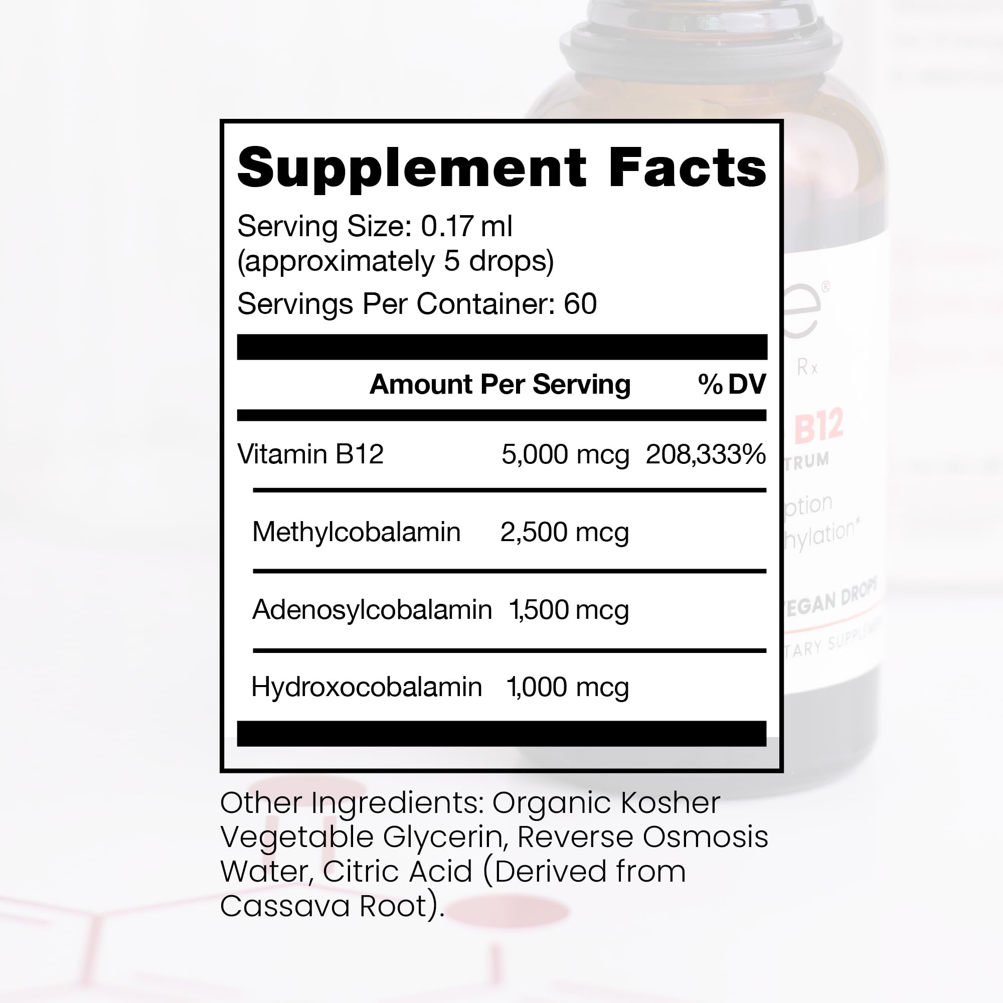 Pure TheraPro Rx B12 sublingual gouttes favorisent absorption rapide et énergie durable.