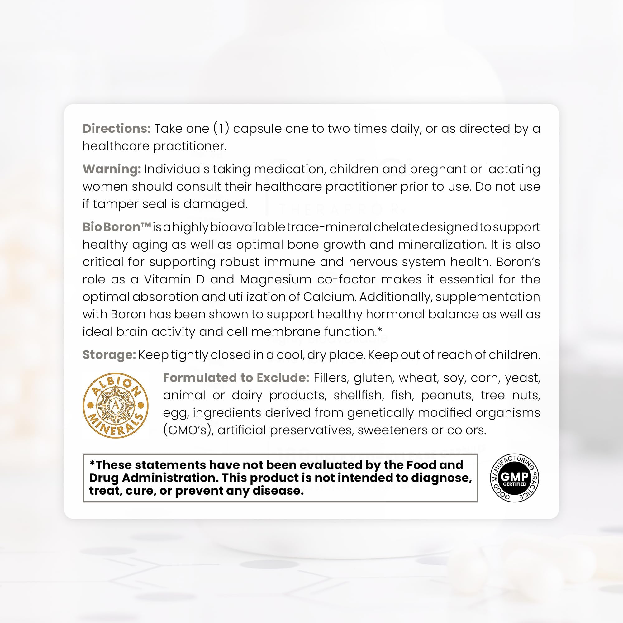 Pure TheraPro Rx Bio Bore — étiquette claire pour comprendre les composants et usages.