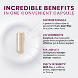 Pure Therapro Rx Elite IgG, flacon et bouchon, soutien de la barrière intestinale.