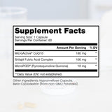 Etiquette claire Pure Therapro Rx CoQ10 indiquant dose clinique et vegan.