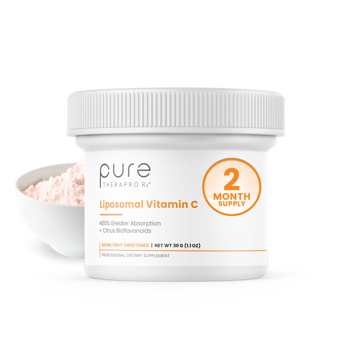 Pure Therapro Rx Poudre Vitamine C Liposomale, poudre fine prête à être mélangée dans les boissons.