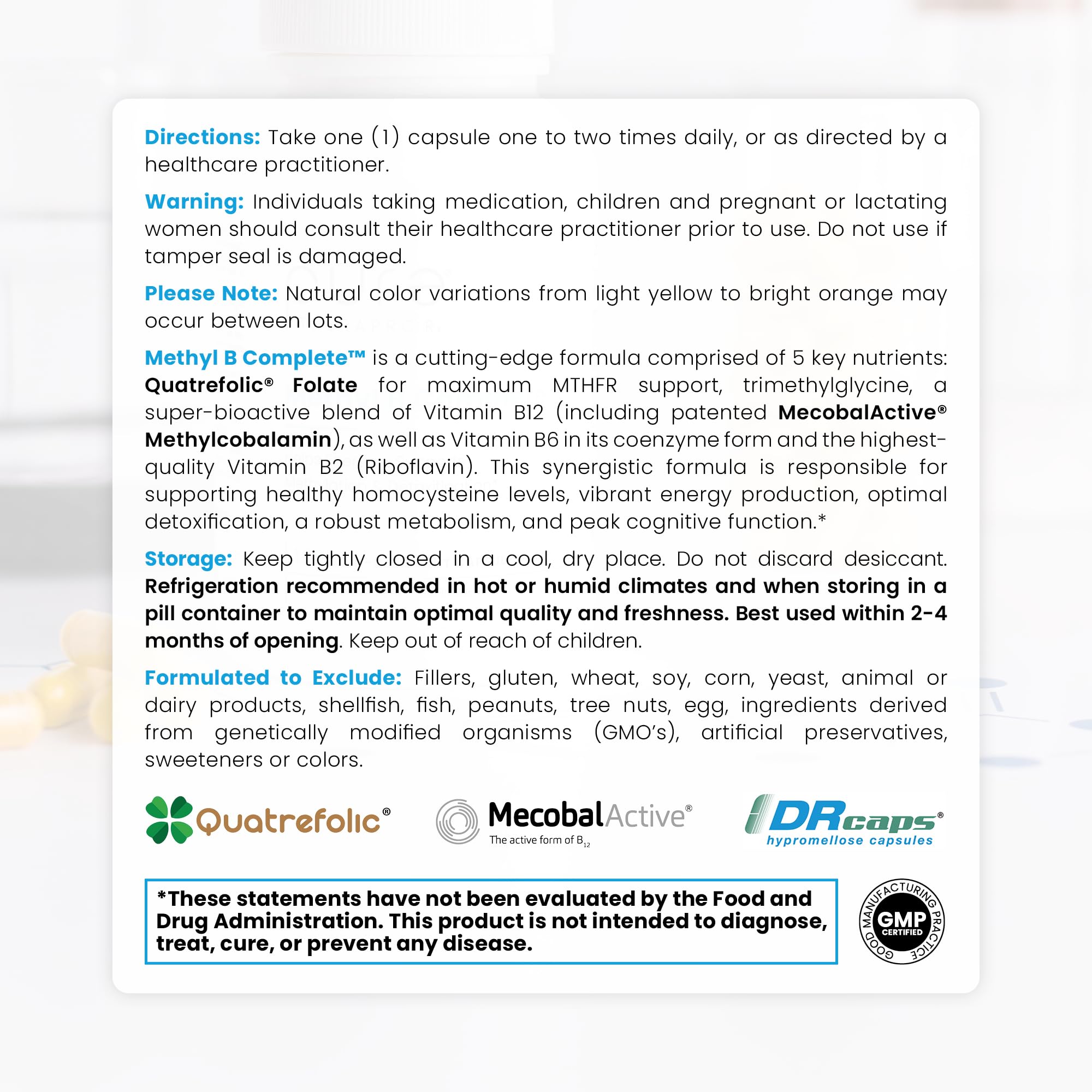 Pure Therapro Rx Quatrefolic Folate – forme active de folate pour activation métabolique.
