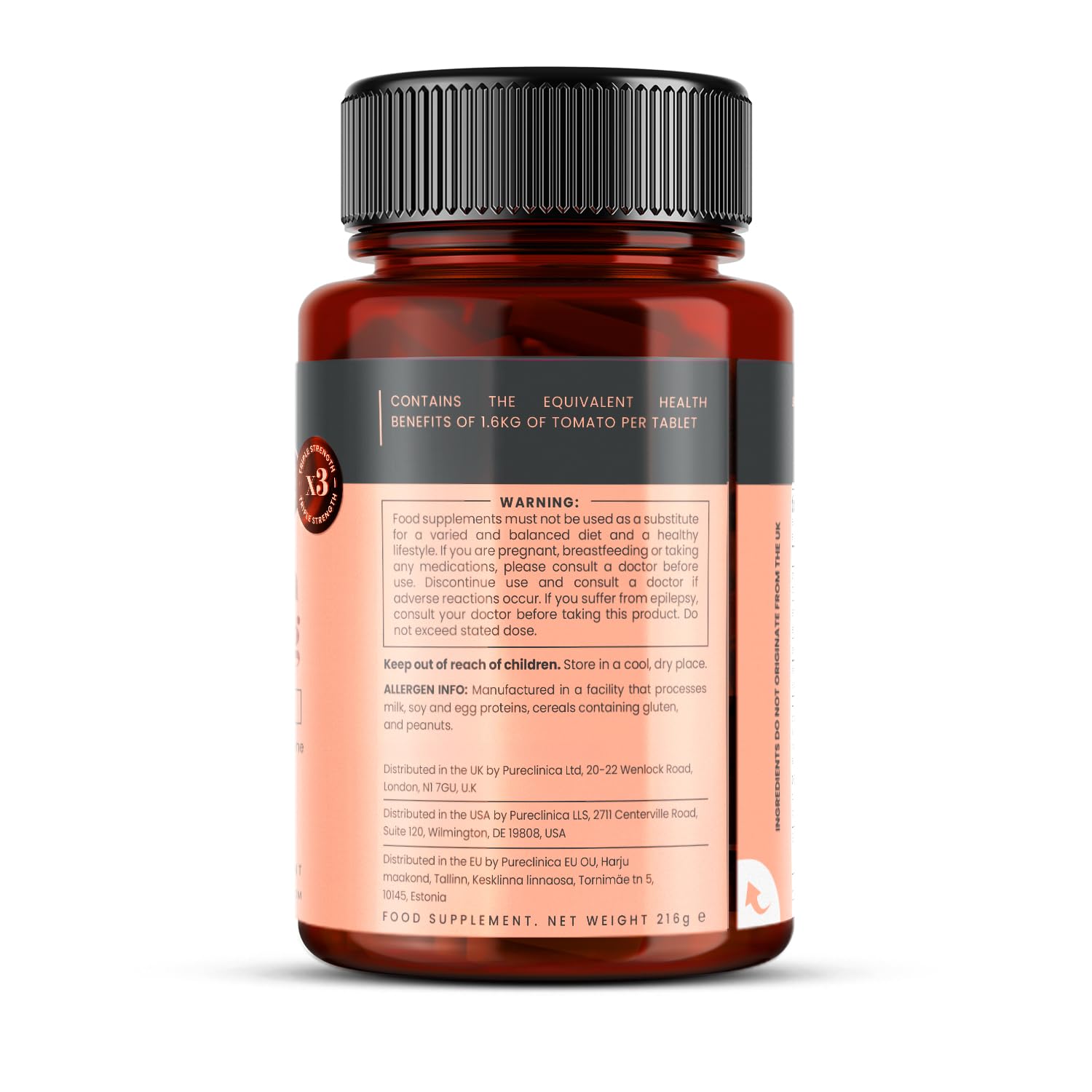Pureclinica Lycopène – bouteille sur étagère, choix fiable pour le long terme.