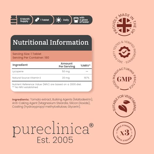 Pureclinica Lycopène – étiquette claire et informations utiles.
