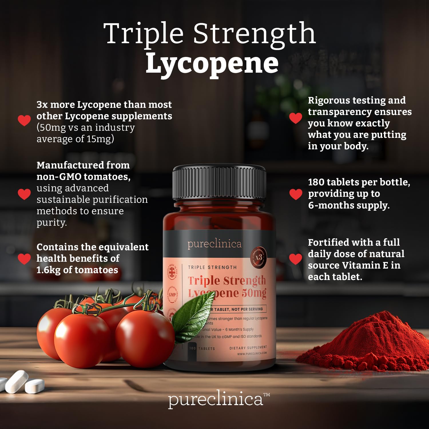Pureclinica Lycopène – rituel quotidien facile pour un bien-être potentiel.