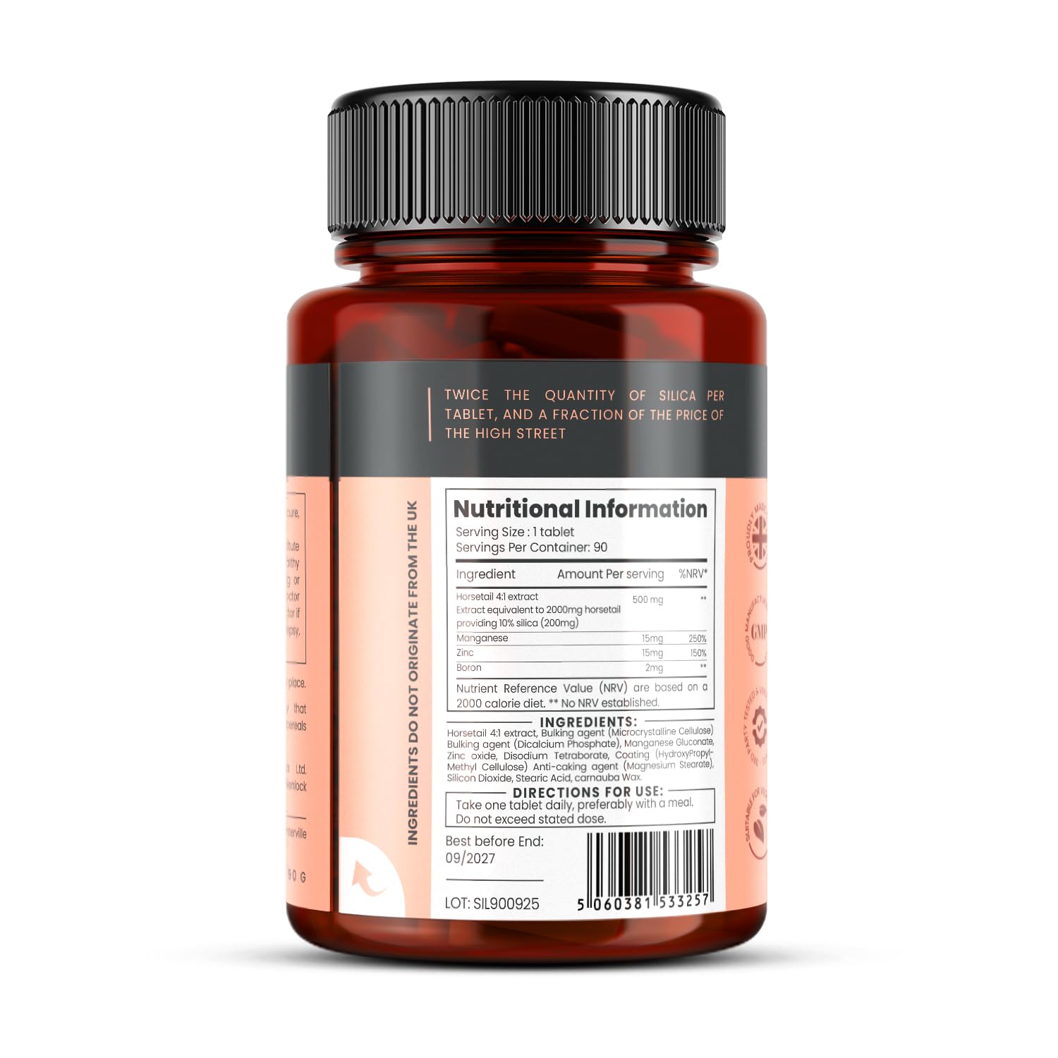 Pureclinica Silice Double Puissance – comprimés près du flacon, dose élevée par prise unique.