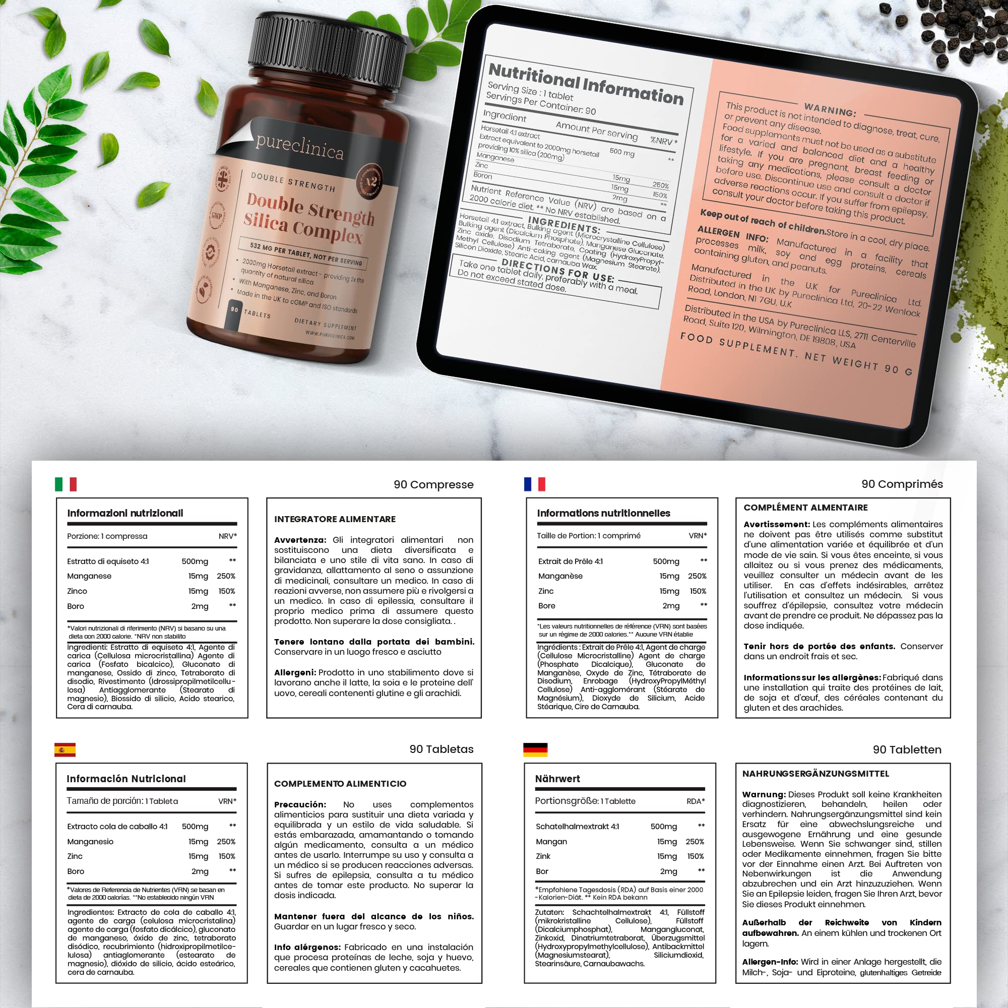 Pureclinica Silice Double Puissance – utilisation quotidienne facile, un comprimé par jour.