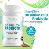 PureElite probiotiques capsules prêtes à l'emploi pour l'absorption.