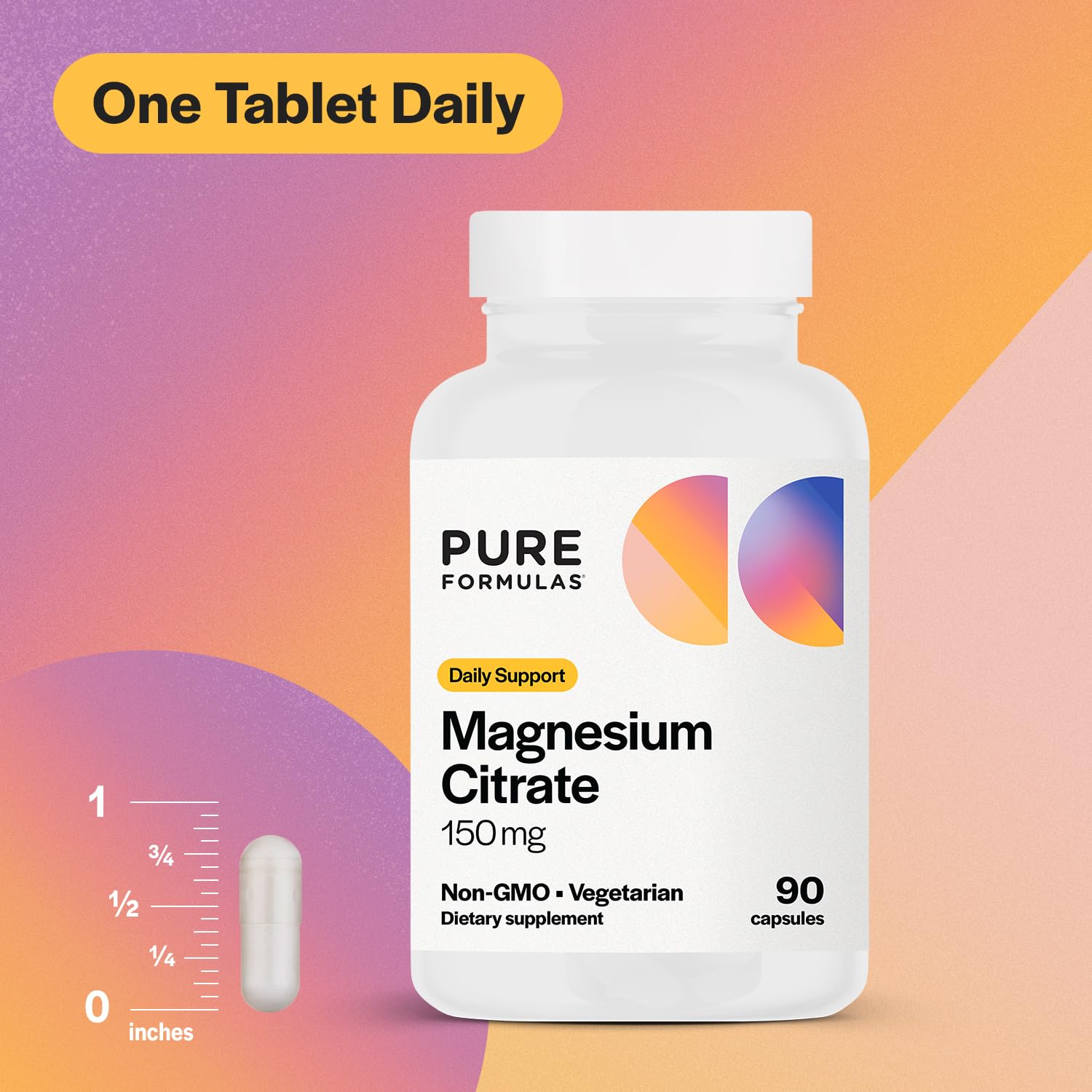 PureFormulas Magnésium citrate – étiquette indiquant 90 capsules pour 90 jours
