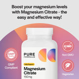 PureFormulas Magnésium citrate – soutien quotidien des fonctions musculaires et nerveuses
