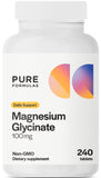 PureFormulas Magnésium Glycinate, bouteille: soutien quotidien des muscles et du calme.