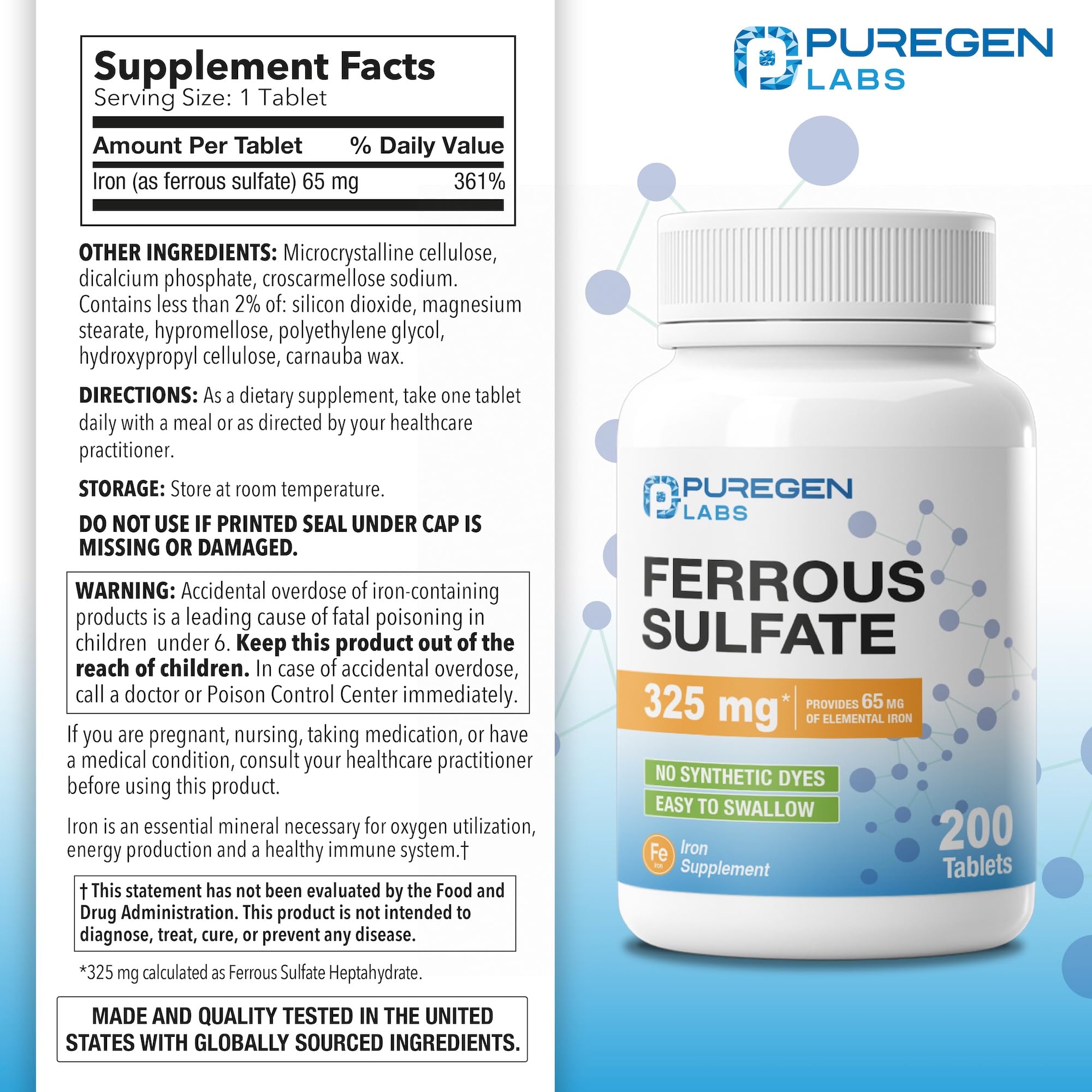 Puregen Labs boîte 200 tablettes pratique pour un traitement durable