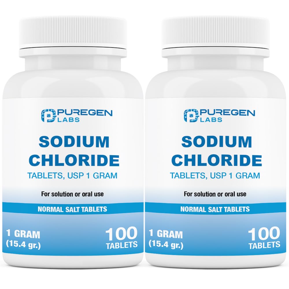 Comprimés chlorure de sodium 1 g Puregen Labs pour hydratation rapide