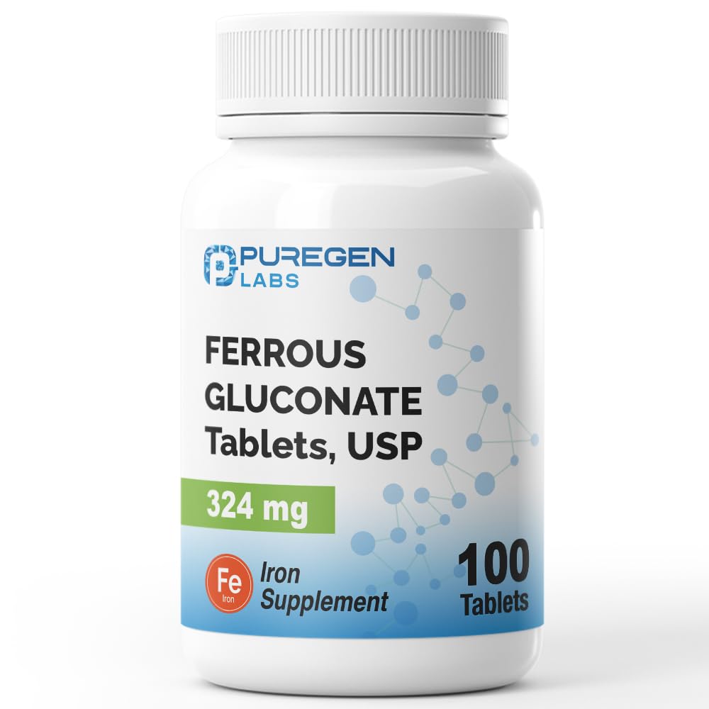 Puregen Labs gluconate ferreux – tablettes 100, faciles à intégrer dans la routine quotidienne.