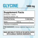 La bouteille Puregen Labs Glycine 1000mg ouverte offre un dosage pratique.