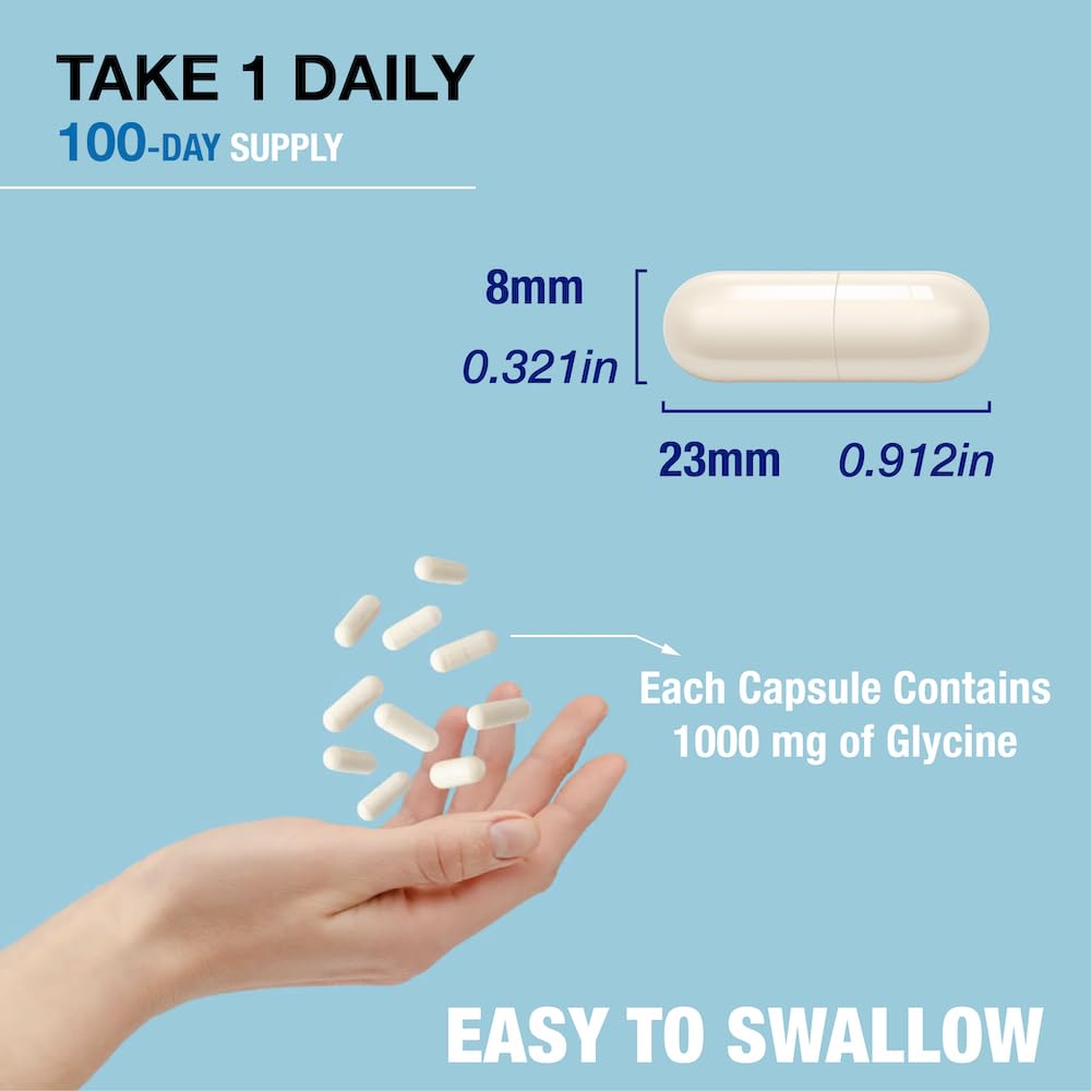 Glycine Puregen Labs 1000 mg: conforme à GMP et sans OGM.