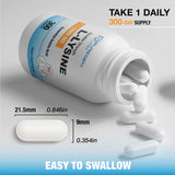 Emballage extérieur de Puregen Labs L-Lysine 1000 mg montrant le contenu et le logo.