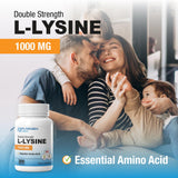 Étiquette Puregen Labs L-Lysine 1000 mg montrant les ingrédients et les informations.