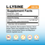 Puregen Labs L-Lysine 1000 mg, détail en gros plan du comprimé pour référence.