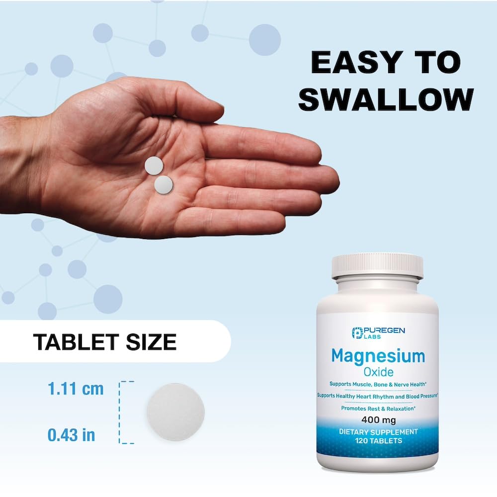 Étiquette Puregen magnésium 400 mg indiquant dosage et ingrédients