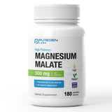 Puregen Labs Magnésium Malate 500 mg, bouteille — soutien quotidien possible.