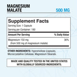 Puregen Labs Magnésium Malate 500 mg, capsules — absorption efficace pour l'énergie.