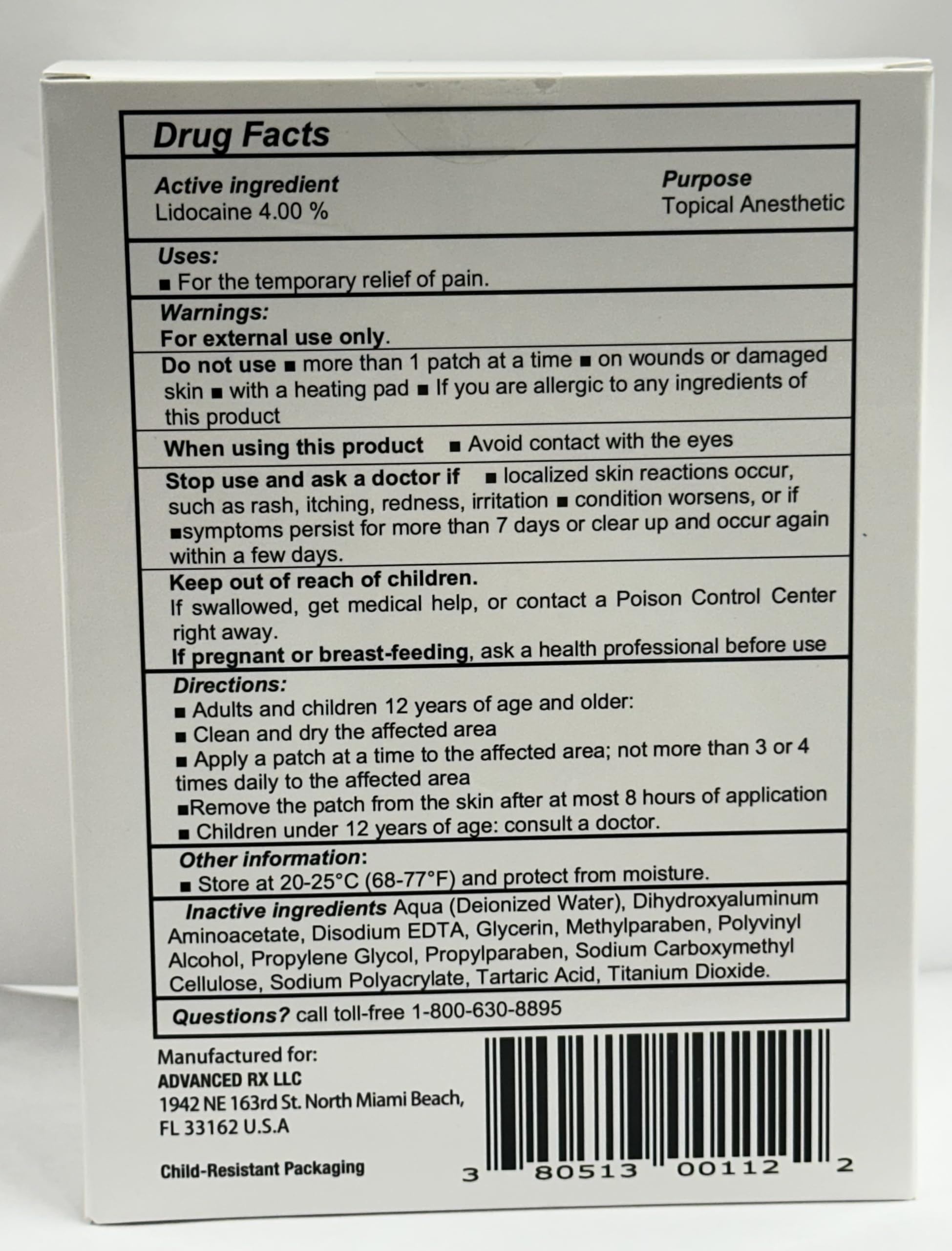 Puregen Labs Patch lidocaïne 4% pour le genou, réduction temporaire de la douleur.